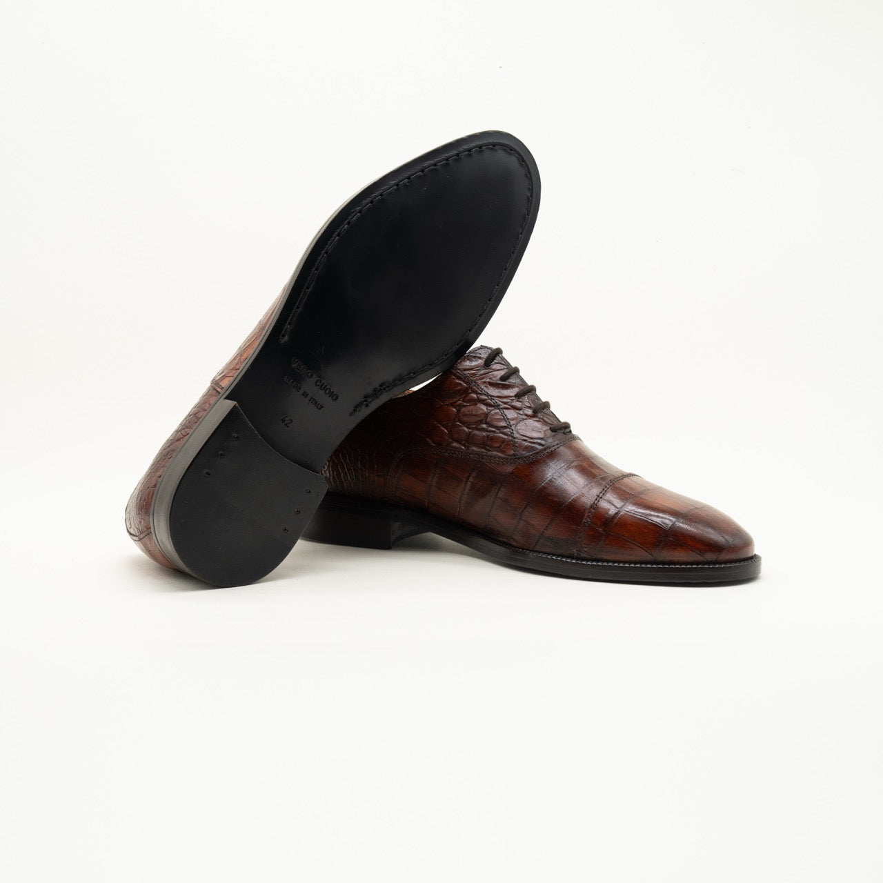 Francesina in coccodrillo anticato