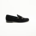 Mocassino Suede Nero Doppia Fibbia