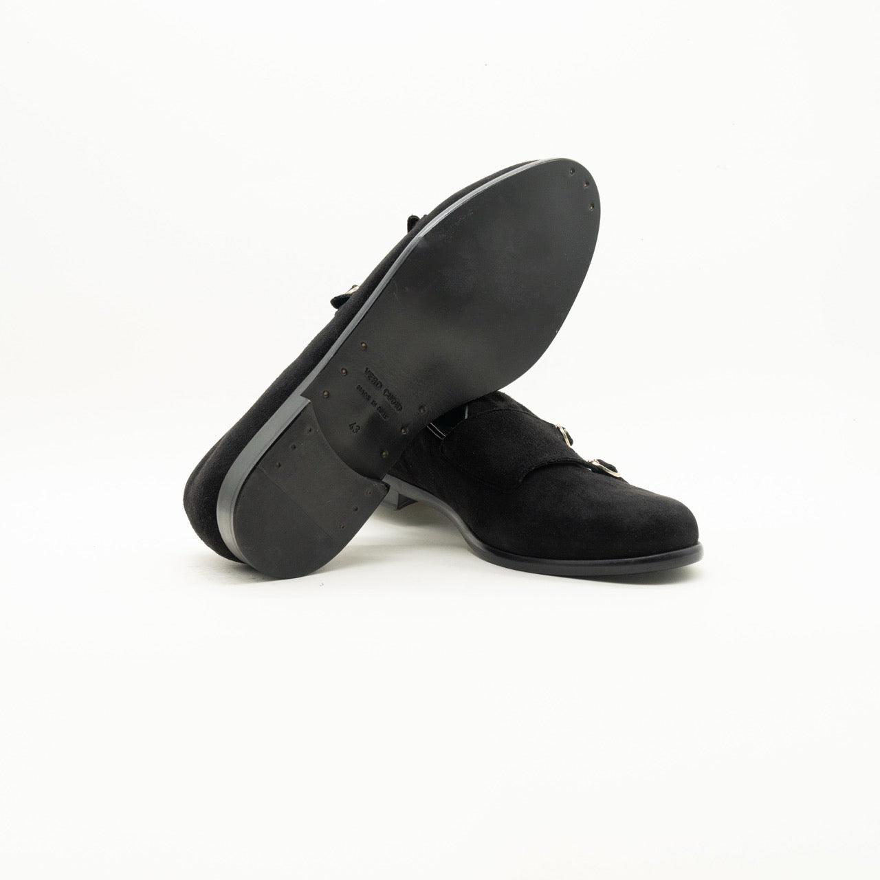 Mocassino Suede Nero Doppia Fibbia